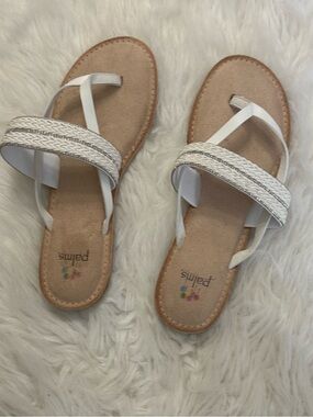 Palms Women's White Braided Toe-Loop Sandals
